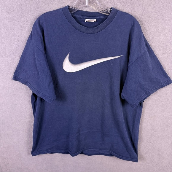 Nike Other - VTG Nike T Shirt Mens Large Blue Big Swoosh Short Sleeve Sportswear Y2K Grunge